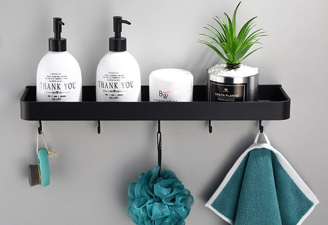 An der Wand montiert Schwimmend Metall Lagerregal,Schwarz Badezimmer Regal An der Wand montiert Bade