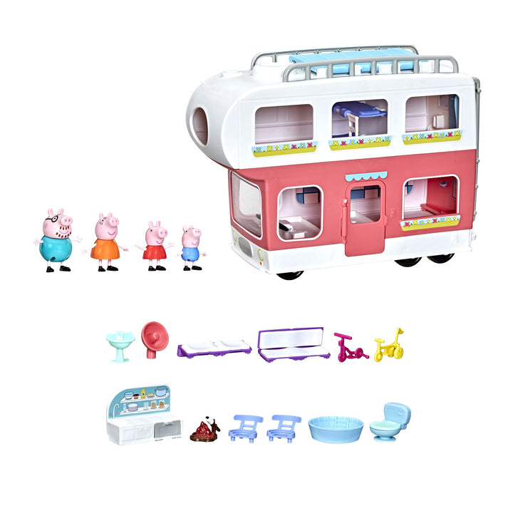Peppa Pig Adventures, Family Motorhome Preschool Toy, Vehicle to RV Playset, Plays Sounds and Music,