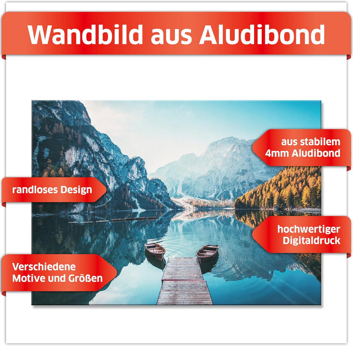 Primus Print - Wandbild Glasbild - Acrylglas Aludibond (Aluminium, See 84,1x59,4 cm) Aluminium See,