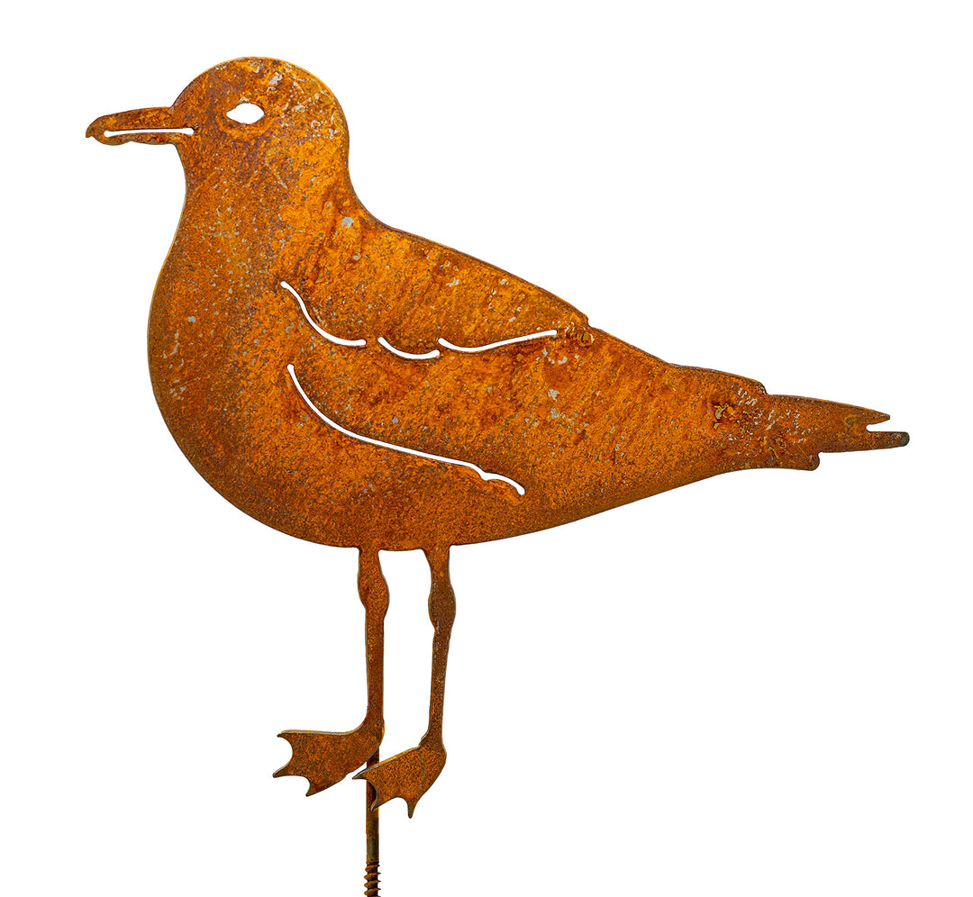 Möwe Gartenstecker - Edelrost Gartendeko Metall - Vogel Figuren Garten Zaunstecker - Deko Garten - D