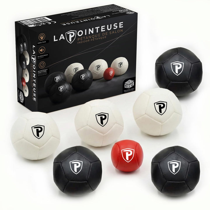 LA POINTEUSE – Indoor-Boule-Spiel – 6 Kugeln, 1 Zielkugel, 1 Tragetasche verstärkten Nähten – Für Ki