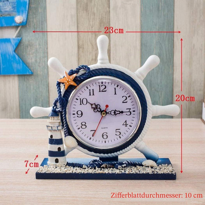 SWHONG Radruder Moderne Tischuhr Mediterran Nicht tickend Kleine Leuchtturm Wanduhren Marine Souveni