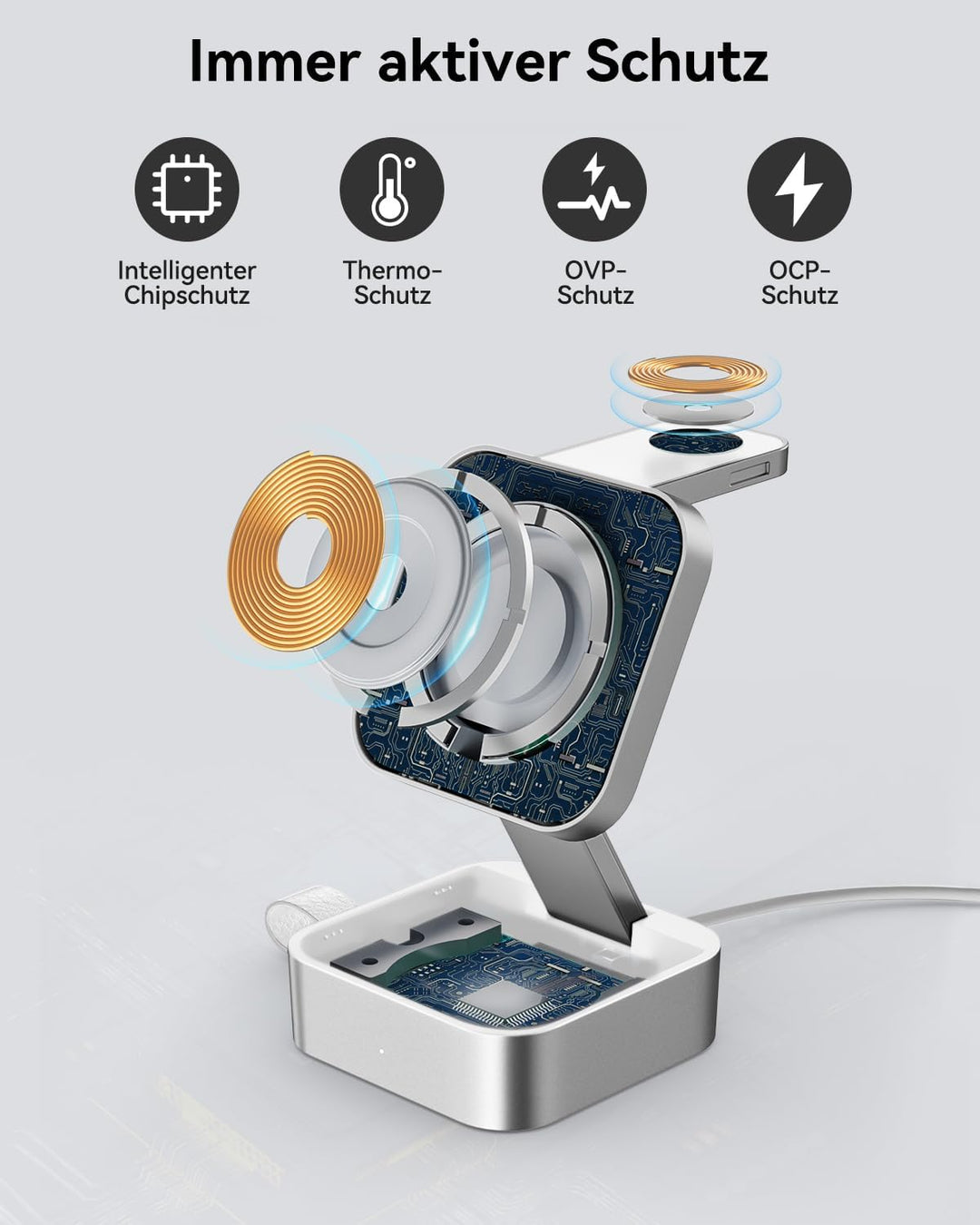 3-in-1-Ladestation für Apple, magnetisches faltbares kabelloses Ladegerät mit Mag-Safe für iPhone 17
