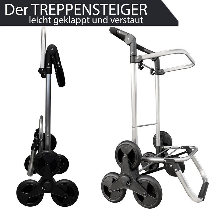 Faltbarer Aluminium Einkaufstrolley 57L (48L + 9L Kühlfach) Schwarz, 50kg Traglast, 35x45x98cm, Eva