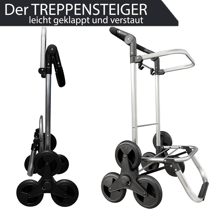 Faltbarer Aluminium Einkaufstrolley 57L (48L + 9L Kühlfach) Grau, 50kg Traglast, 35x45x98cm, Eva Tre