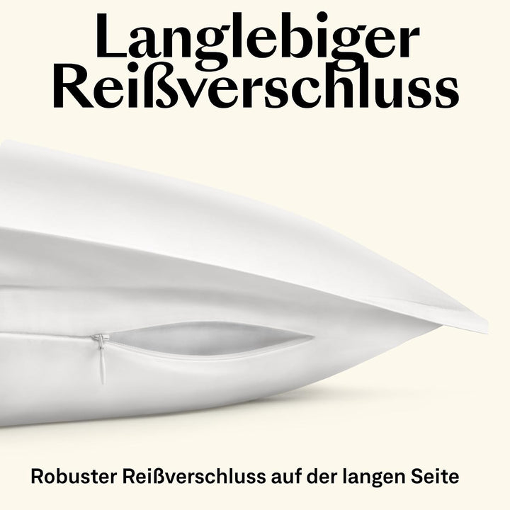Amqua Mako Satin Kissenbezug 2er Set Kissenbezüge 40x80 cm, 100% ägyptische Baumwolle (Zertifiziert)