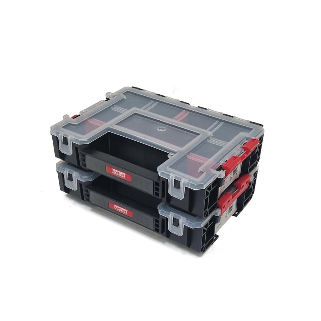 Set: 2 x Sortimentskasten Organizer mit variablen Einteilern und seitliche Verriegelung von Kreher,