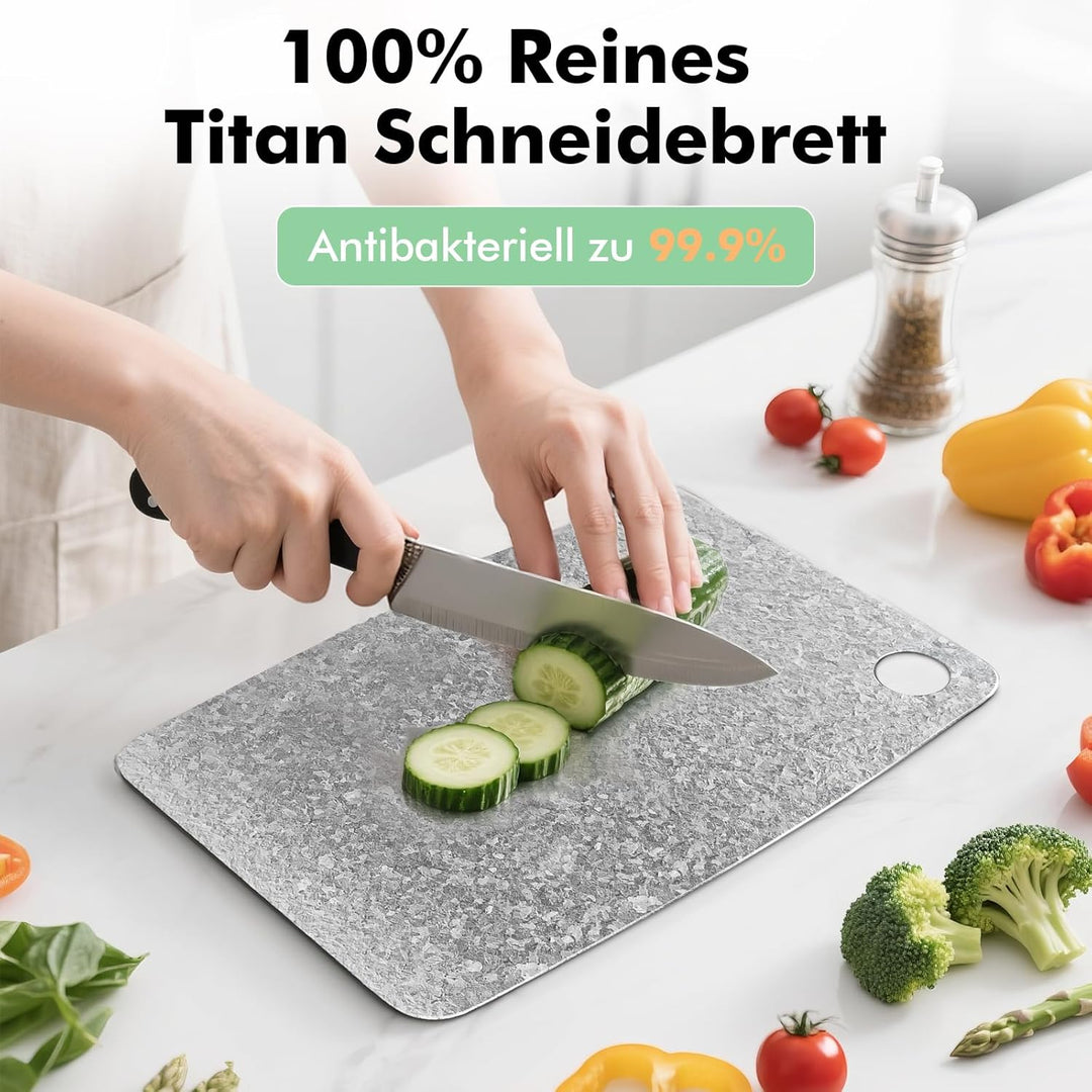 Titan Schneidebrett, Schneidebretter aus 100% Titanium, Antibakterielle Küchenbrett - EPA-Zertifizie