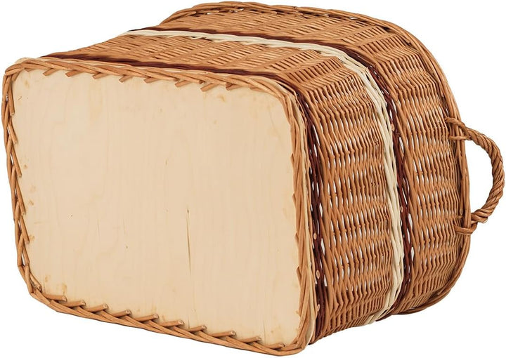 Vollweidener Kaminkorb, Kaminkorb aus Weide, naturfarbiger Weidenkorb für Kaminholz, Kaminkorb mit T