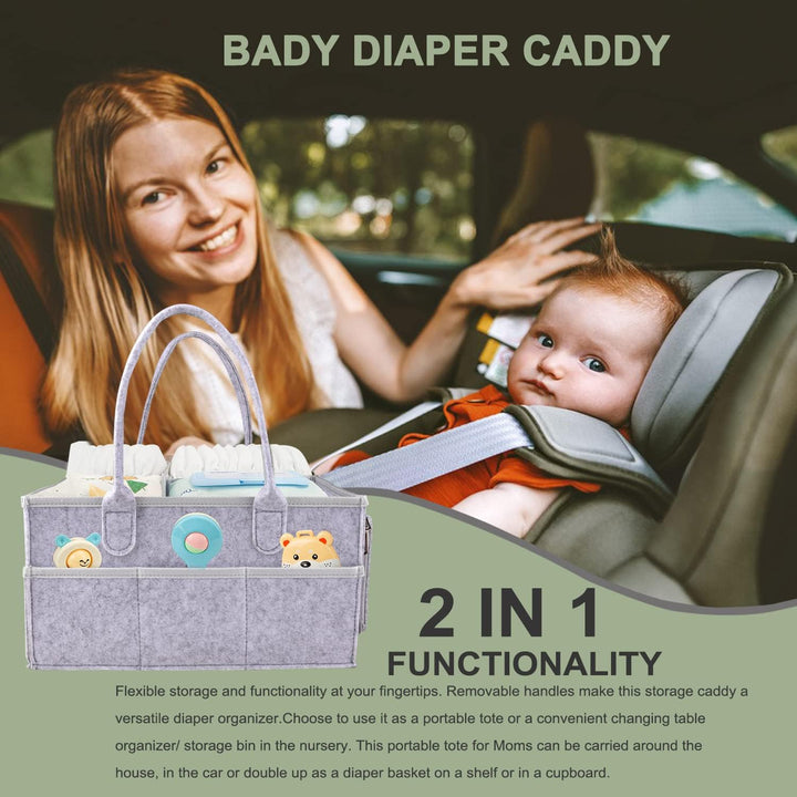 IDOMISMR Wickeltisch Organizer,Windelorganizer Baby Windelcaddy Filztasche tragbar mit verstellbaren
