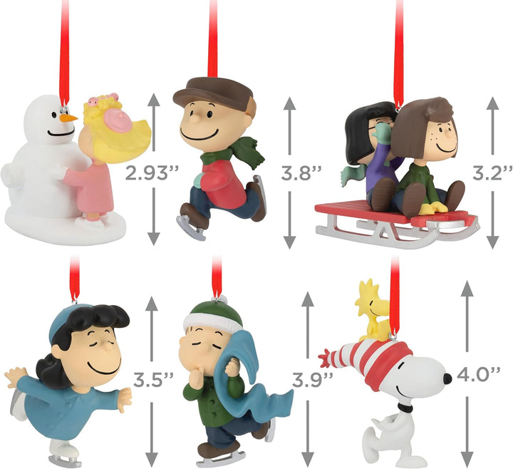 Hallmark Erdnüsse Ornamente zum Sammeln, 6 Stück, Erdnüsse Gang Winter Aktivitäten Figuren, hängende