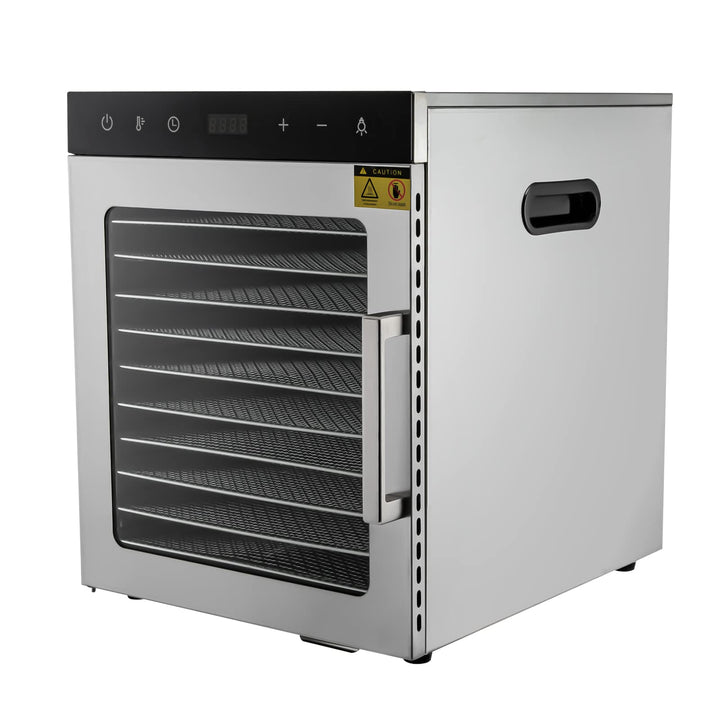 Dörrautomat Edelstahl mit 10 Edelstahlgitter, 800W Dörrgerät mit LED-Bedienfeld, 30-90℃ Temperaturei