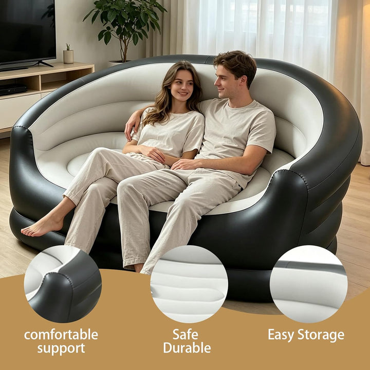 2-Sitzer Aufblasbares Sofa, Aufblasbarer Sessel mit Fusspumpe, Luftsofa Camping Outdoor, Aufblasbare