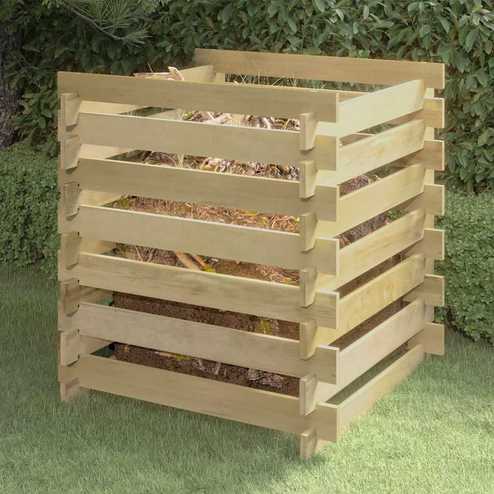 Komposter aus Holz, Gartenkomposter mit Latten, 90 x 90 x 90 cm, imprägniertes Kiefernholz