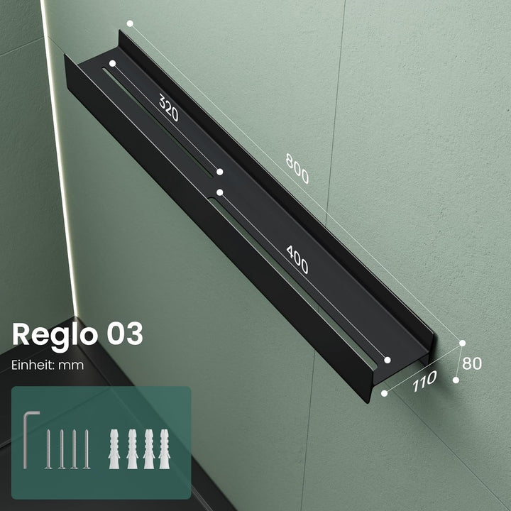 Mai & Mai Duschablage zum Bohren oder Kleben Duschregal Badablage 80cm Badezimmerablage zur Wandmont