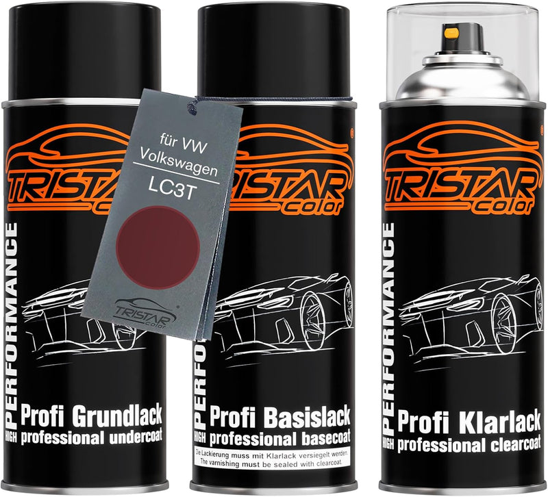 TRISTARcolor Autolack Spraydosen Set für VW/Volkswagen LC3T Indianrot Perl/Indiarot Perl Grundlack B