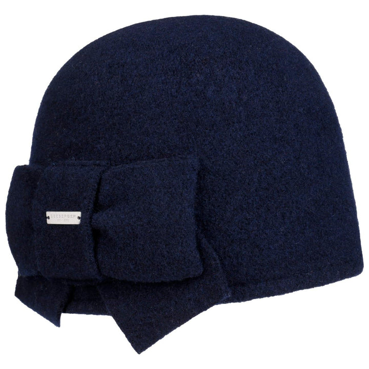 Seeberger Litika Wintermütze Walkmütze mit Schleife Damen - Damenmütze Walkhut Winter Herbst-Winter