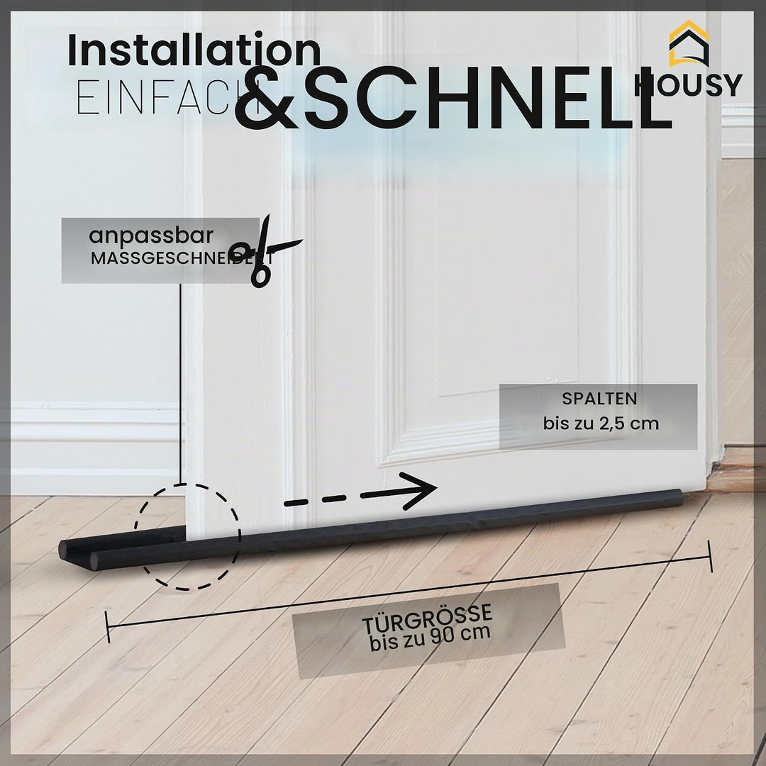 HOUSY Zugluftstopper für Türen mit einer Dicke von bis zu 10 cm – Länge der Wurst 90 cm (für Türen m