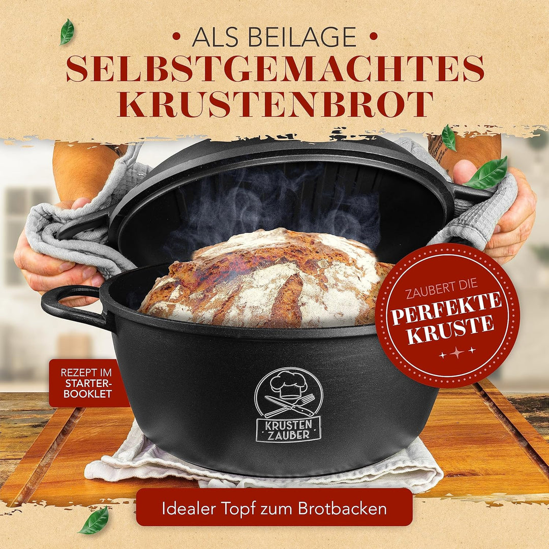 KRUSTENZAUBER 28cm Aluguss Bräter mit Deckel backofengeeignet [inkl. Glasdeckel] - 6L Aluminium Schm