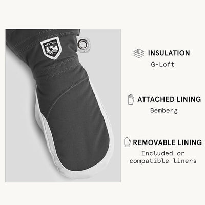Hestra Heli Skihandschuhe für Damen – klassischer Leder-Schneefäustling zum Skifahren, Snowboarden u