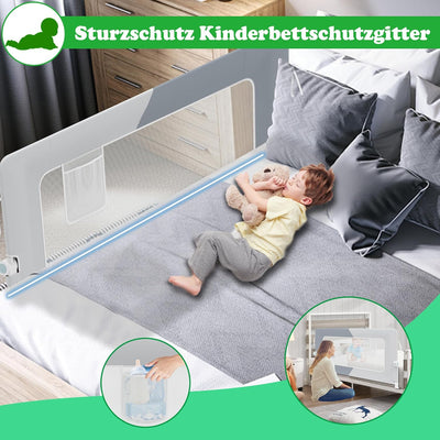 SUBTLETY 1 Seite Baby Bettgitter Umgeklappt Bettschutzgitter Set 72-86cm Höhenverstellbar Rausfallsc