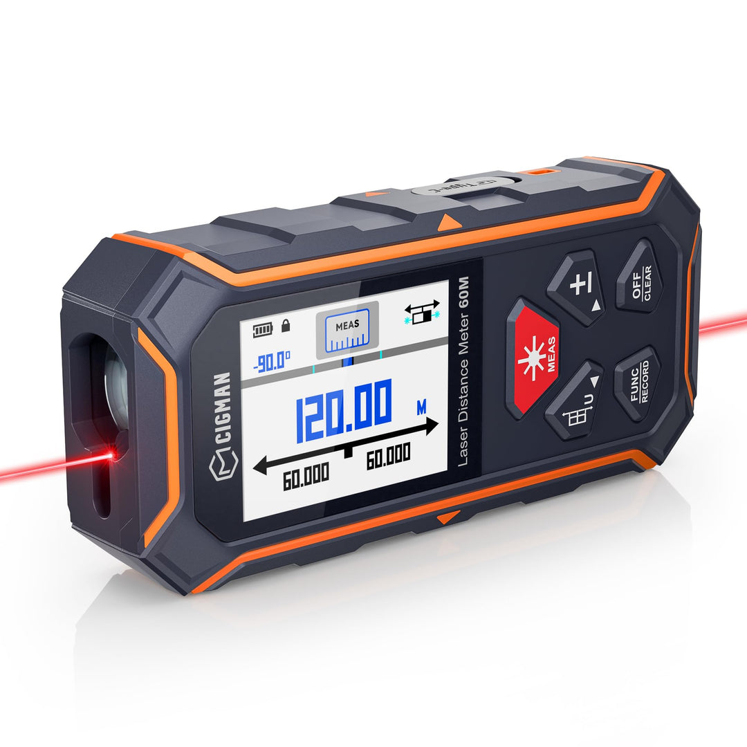 120M Laser Entfernungsmesser Bilateral,CIGMAN Digital Wasserwaage Distanzmessgerät & IPS Hintergrund