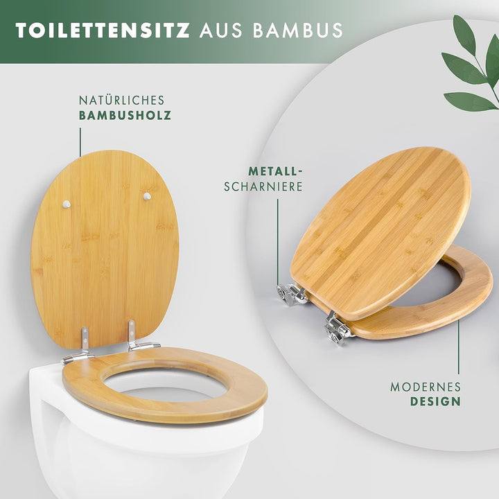 Benkstein® Premium Bambus WC Sitz mit Absenkautomatik – Quick Release Funktion – Hochwertiger Klodec