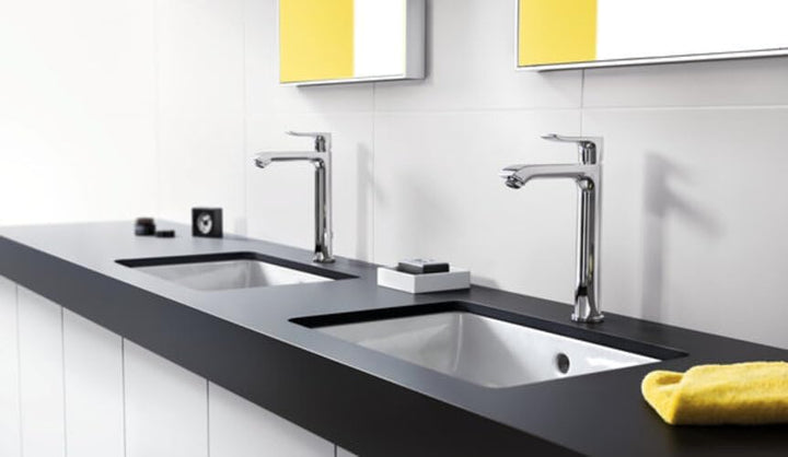 hansgrohe Wasserhahn Metris (Armatur mit Auslauf Höhe 200mm und Zugstangen-Ablaufgarnitur) Chrom Chr