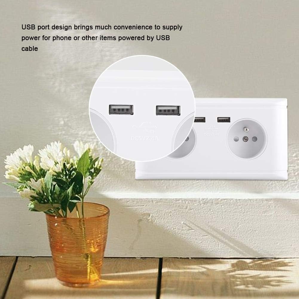 KSTE Multi-Funktions-EU-Stecker-Steckdose Steckdose mit Doppel-USB-Anschluss for Telefon 250 V Lade