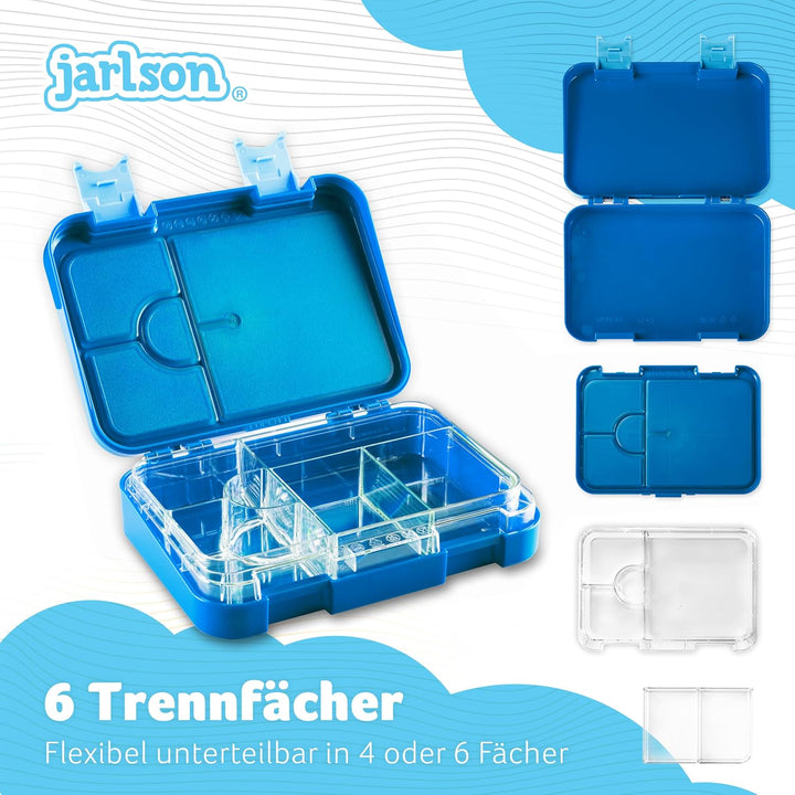 Jarlson® Brotdose Kinder mit Fächern TONI [AUSLAUFSICHER] - Bento Lunchbox mit Trennfächern - Frühst