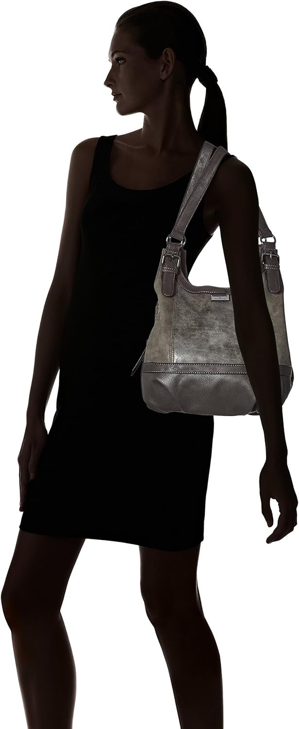 TOM TAILOR bags Juna Damen Shopper Umhängetasche Reissverschluss Klein 31 x 14 x 29 Grau, 31 x 14 x
