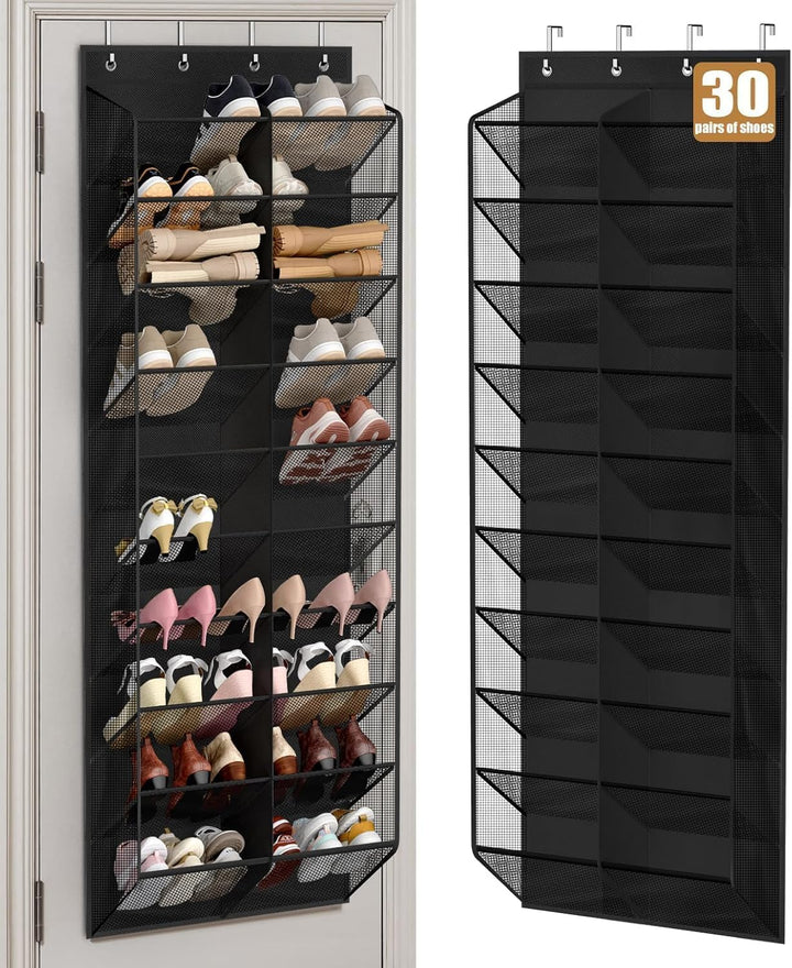 MISSLO Tür Schuhregal Hängend für 30 Paar Schuhe – Mesh-Türorganizer Hängeorganizer mit breiten Tasc