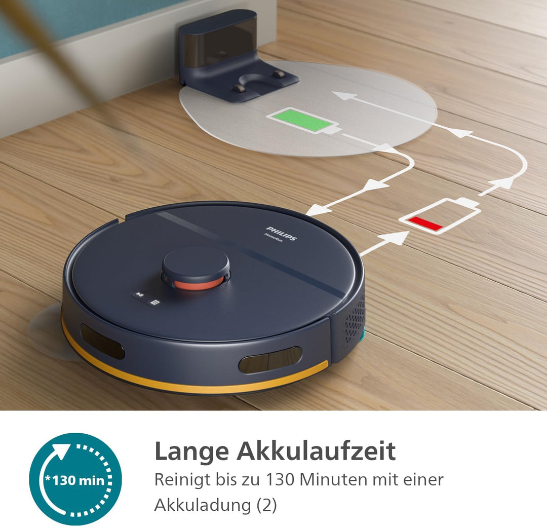 Philips Homerun Serie 2000: 2-in-1 Saug- und Wischroboter, 130 Minuten Laufzeit, Lasernavigation, Te