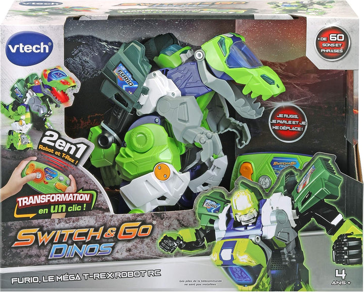 VTech - Switch & Go Dinos, Maxi Dinosaurier mit Geräusch, Ferngesteuerter Furio, der Mega T-Rex Robo