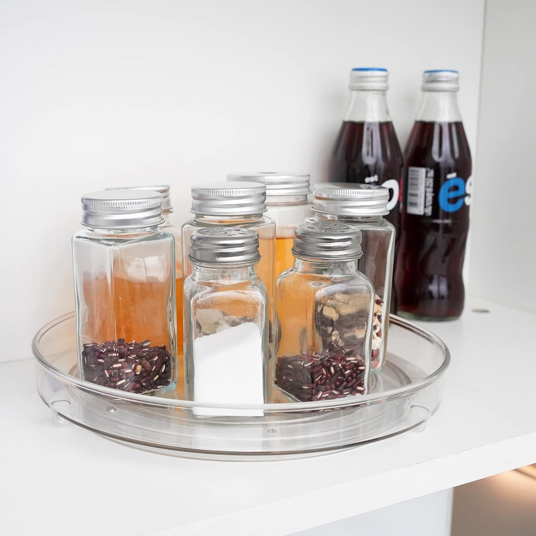 Puricon 2 Stück Drehplatte Küchen Organizer, Drehteller für Kühlschrank Drehscheibe, Transparent Dre