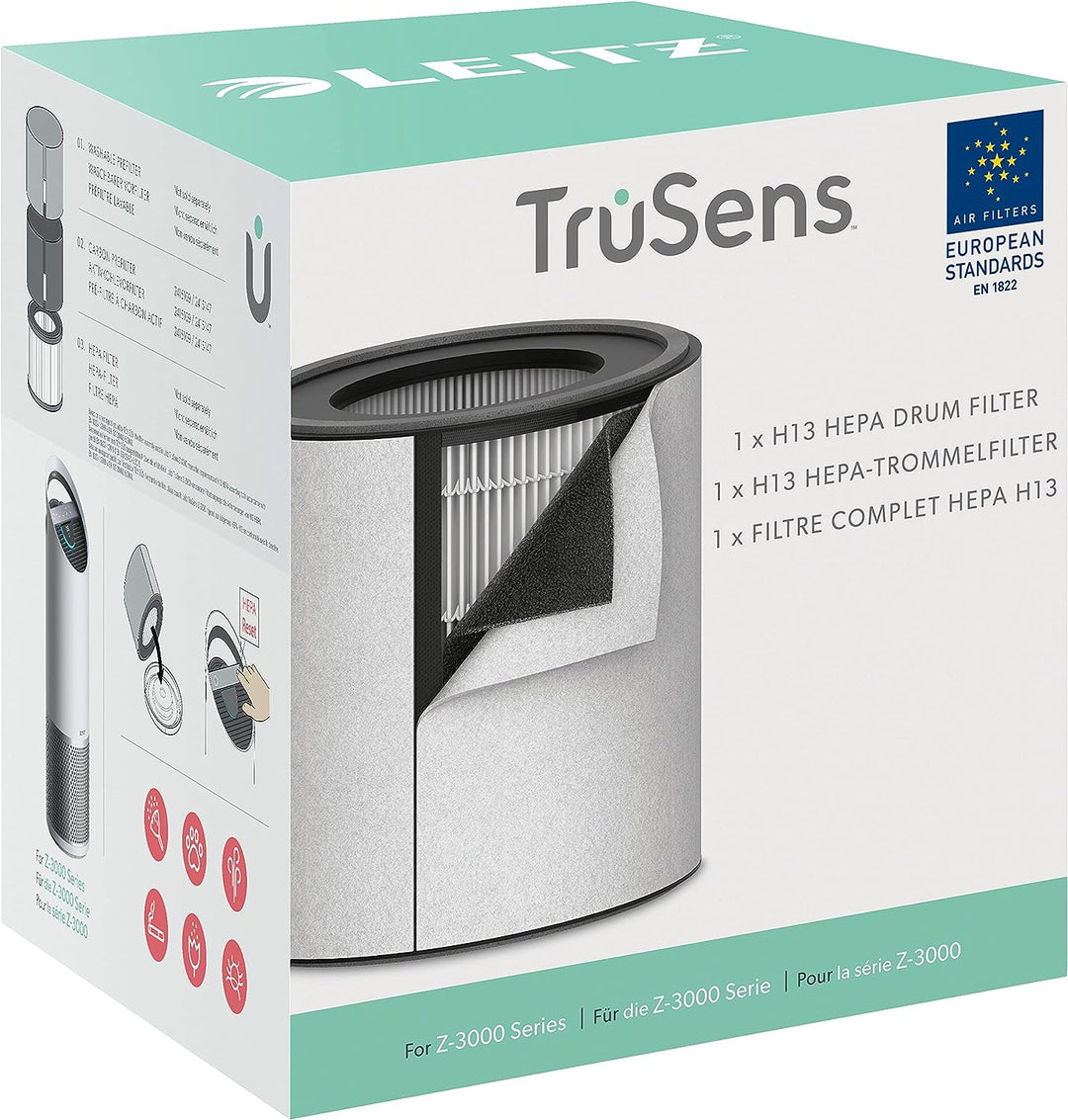 Leitz TruSens Ersatz-3-In-1 H13 HEPA-Filter für den Leitz TruSens Z-3000/Z-3500H Luftreiniger,Entfer