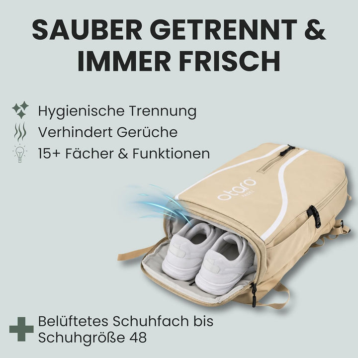 Otaro Padel Tasche mit Schuhfach & Laptopfach – Padel Rucksack für Schläger, Kleidung & Zubehör – Be