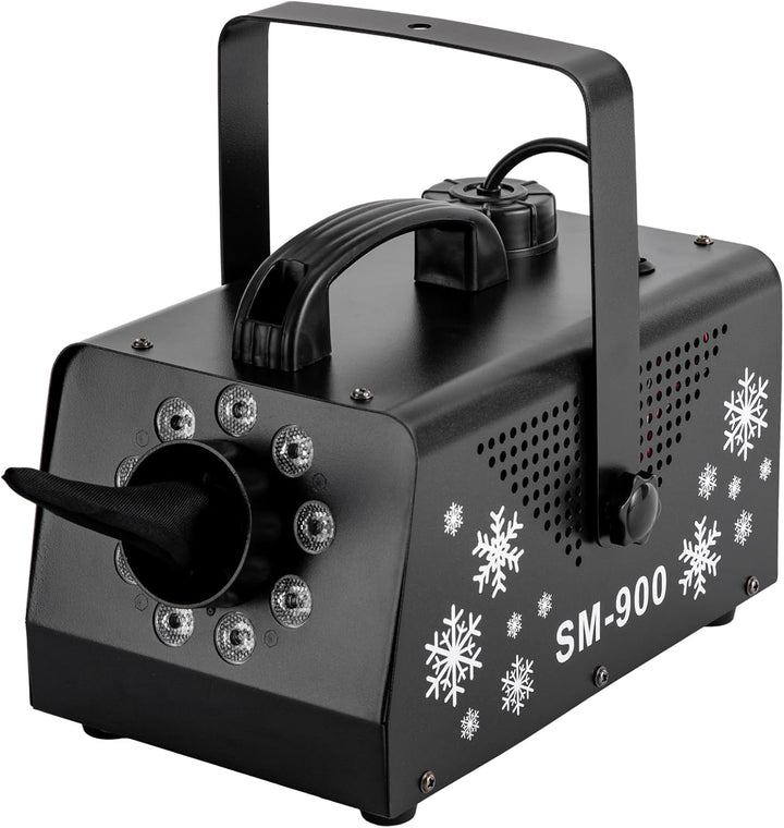 900W Schneemaschine Schneekanone mit 12 LED RGB Lichtern und 3 Beleuchtungsmodi, Weisse Schneeflocke
