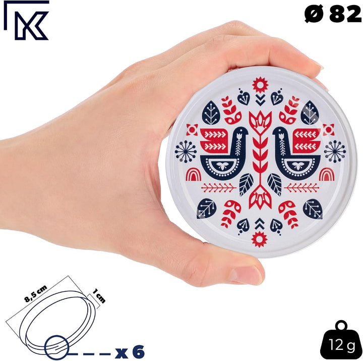 KADAX 10er Set Marmeladengläser 350ml TO82 Folklore I, Einmachgläser Vorratsgläser Mason Jar mit Sch