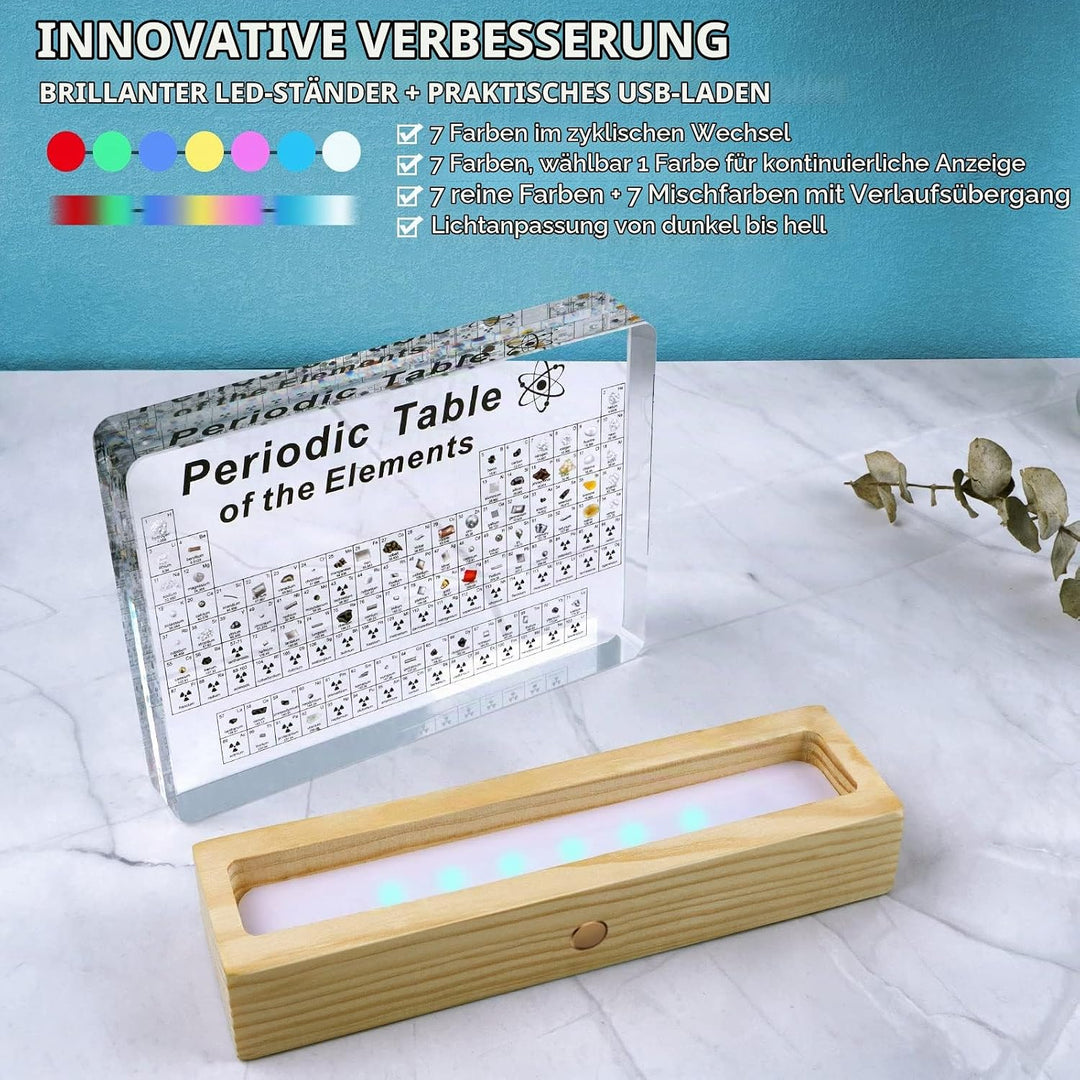 Jeebel Periodensystem der Echten Elementen, Periodensystem aus Acryl der LED Tischlampe mit 83 echte