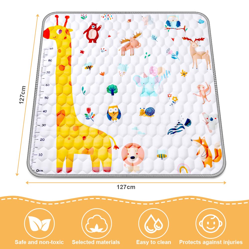 Aolso Baby Spielmatte, 127x127 cm Baby Krabbelmatte, Baby Faltbare Spielmatte, Krabbeldecke für Baby