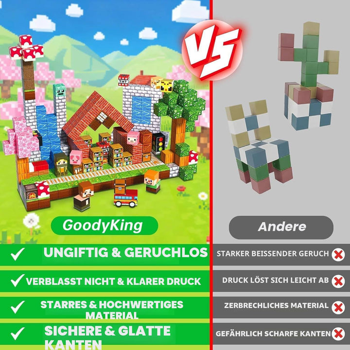 Goody King Magnetische Bausteine 300 Teile - Abenteuer Wald: Baue EIN Lager, Entdecke Tiere und Erzä