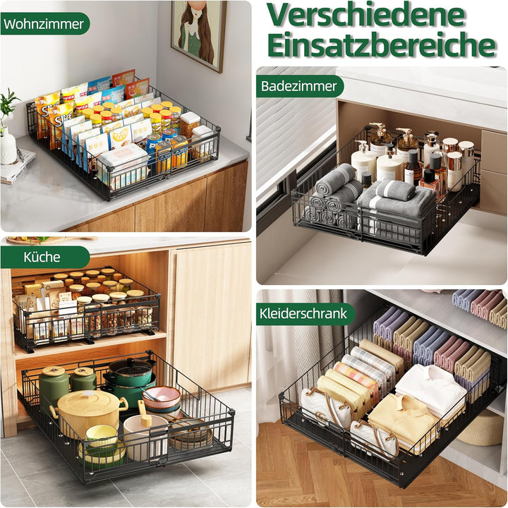 NETEL 2 Stück teleskopschublade ausziehbare schublade küche,schrank organizer,ausziehbare schrankkör