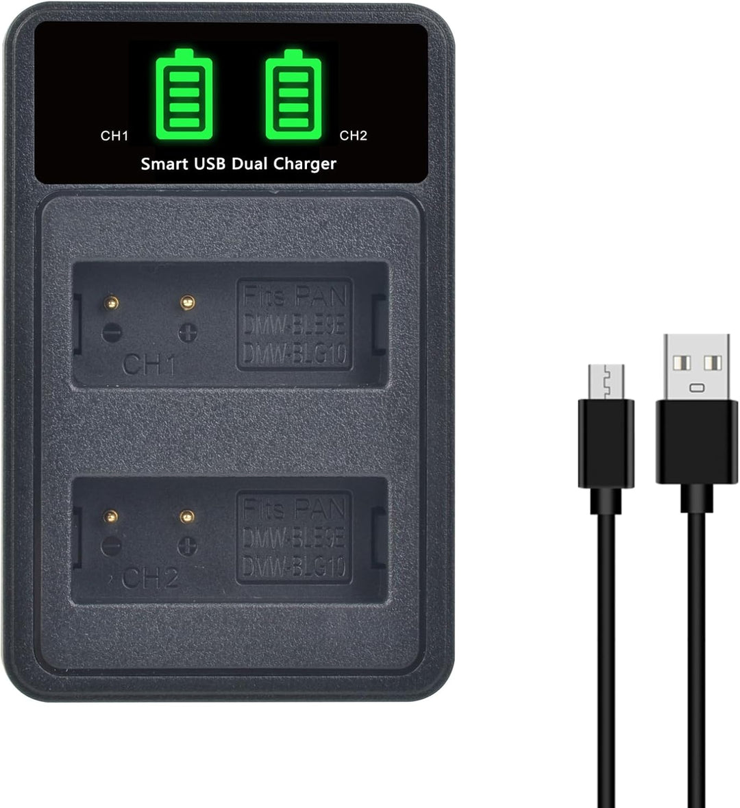 DuraPro 2Pcs DMW-BLE9 DMW-BLG10 Akku + LED USB Dual Ladegerät with Type c Port für Panasonic DMW-BLG