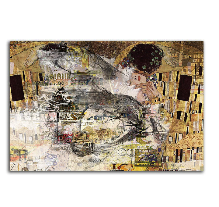 Paul Sinus Art Kunstdruck - Der Kuss -Abstrakt476_60x80cm LeinLeinwandbild XXL angelehnt an Gustav K