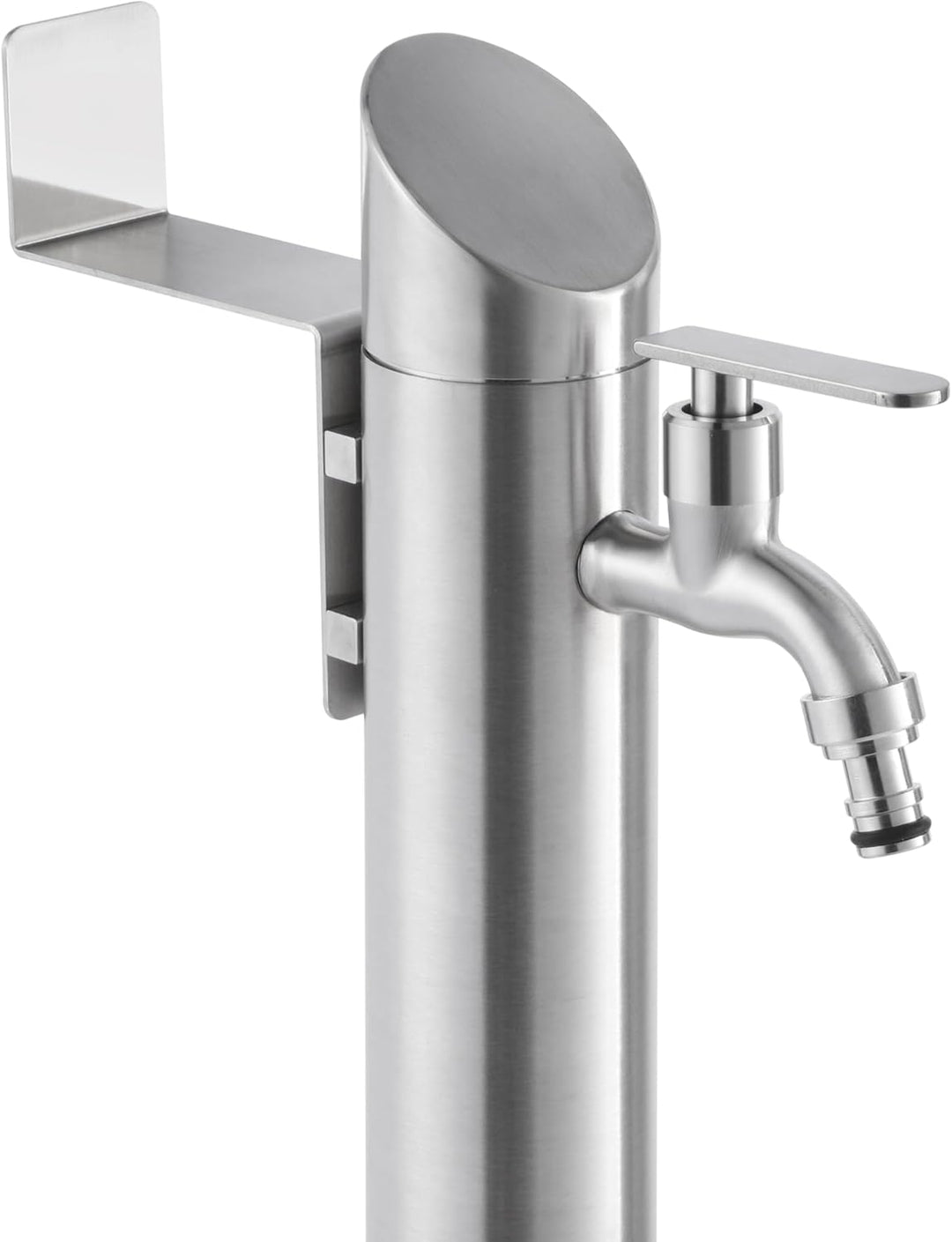 Edelstahl Wasserzapfstelle 93 cm, Garten Wasserhahn Säule aus Edelstahl 304 gebürstet, 2 Hahnanschlü