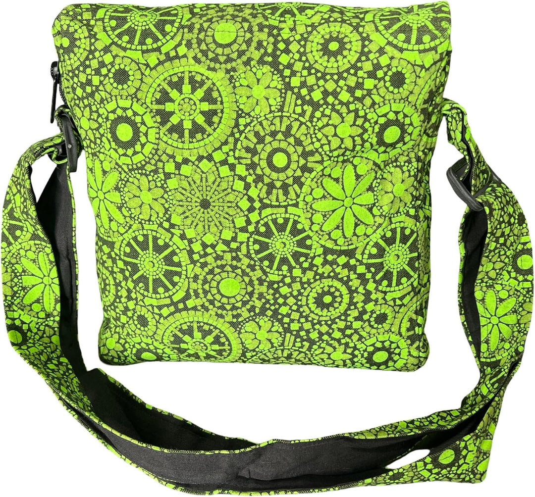 Damen Baumwolle Umhängetasche Indische Ethno Stil Boho Maliprint Tasche Baumwolle satche l mit Klapp