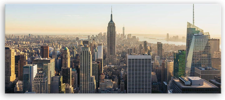 ge Bildet Bild auf Leinwand | New York City Skyline L in 120x50 cm als Panorama Wandbild XXL | Wand-