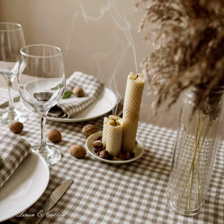 Linen & Cotton Tischläufer Stoff Tischdekoration Tischwäsche Estella - 100% Leinen, Weiss Weiss Beig