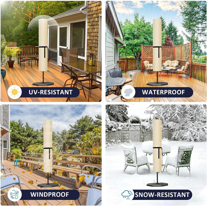 Aipwerer Sonnenschirm Schutzhülle, Abdeckhauben für 3m Wasserdicht, Ampelschirm Hülle mit Stab Winte